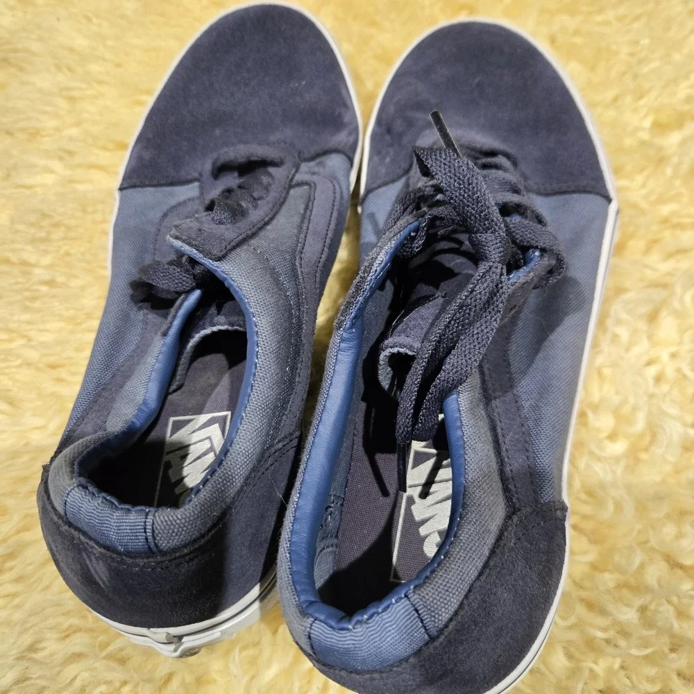 Mens‎ Vans Old Skool Navy Blue Canvas Casual Skateboarding Sneakers Size 10.5